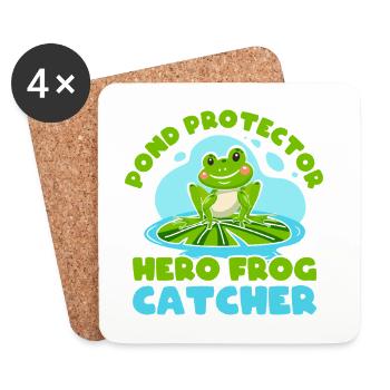 Frog Catcher Pond Protector Frog - Coasters (set of 4) - white - Front