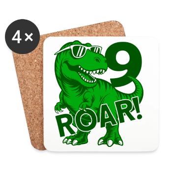 DINO 9 YEARS DINOSAUR 9TH BIRTHDAY - Coasters (set of 4) - white - Front