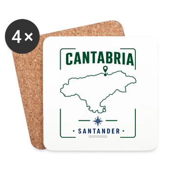 Carte souvenir de voyage de Cantabrie Santander Espagne - Dessous de verre (lot de 4) - blanc - Devant