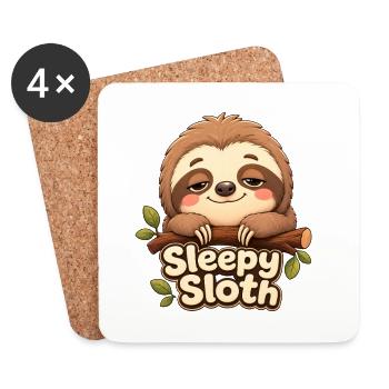 Don't Hurry Be Happy Cute Lazy Funny Sloth - Coasters (set of 4) - white - Front
