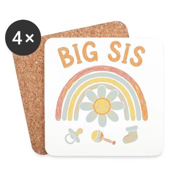 Geschlechterenthüllung Big Sis Babyparty Big Sister Team - Untersetzer (4er-Set) - Weiß - Vorne