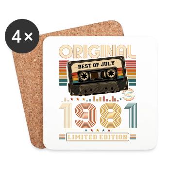 45th Birthday Gift Vintage July Vintage 1981 - Coasters (set of 4) - white - Front