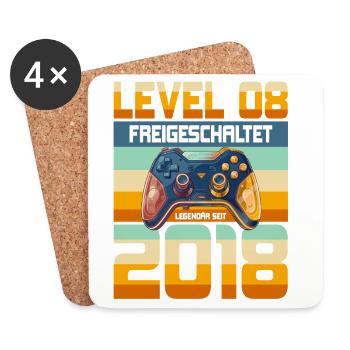 8. Geburtstag Junge Mädchen 2018 Gaming Gamer - Untersetzer (4er-Set) - Weiß - Vorne