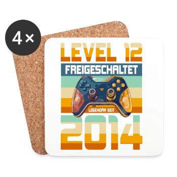 12. Geburtstag Junge Mädchen 2014 Gaming Level 12 - Untersetzer (4er-Set) - Weiß - Vorne