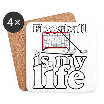 Floorball ist mein Leben , is my life - Untersetzer (4er-Set) - Weiß - Vorne