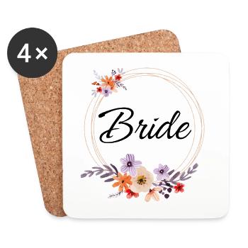 Elegant Watercolor Floral Bride - Coasters (set of 4) - white - Front