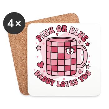 Gender Reveal Pink Or Blue Daddy Loves You Baby - Coasters (set of 4) - white - Front