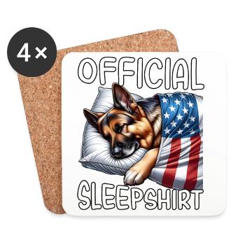 Deutscher Schäferhund US Schlafshirt - Untersetzer (4er-Set) - Weiß - Vorne