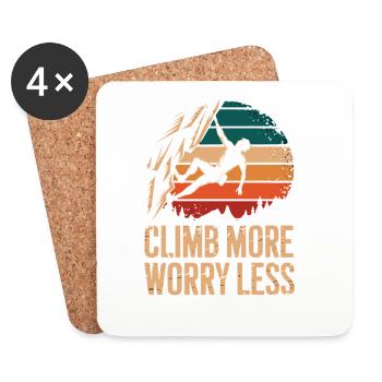 Climb More Worry Less Retro Climbing Bouldering - Coasters (set of 4) - white - Front