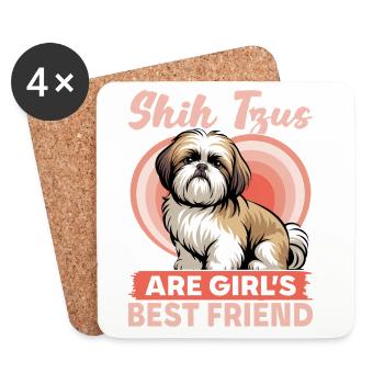 Race de chien Shih Tzu - Dessous de verre (lot de 4) - blanc - Devant