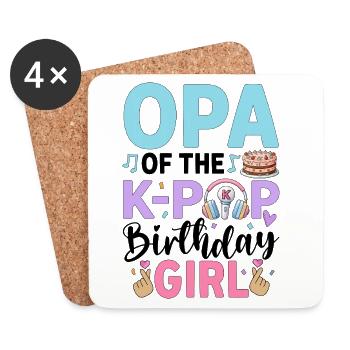 Grandpa of The K-Pop Birthday Girl - Coasters (set of 4) - white - Front