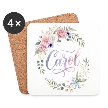 Carol Floraler Kranz mit Schrift - Untersetzer (4er-Set) - Weiß - Vorne