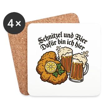 Schnitzel und Bier | Bayern Vibes - Untersetzer (4er-Set) - Weiß - Vorne