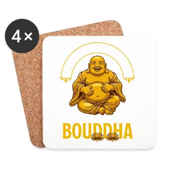 Corps d'un Dieu Bouddha Drôle Cadeau - Dessous de verre (lot de 4) - blanc - Devant