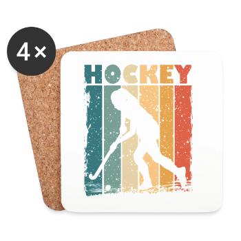Hockey sur gazon Hockey en salle pour filles Vintage - Dessous de verre (lot de 4) - blanc - Devant