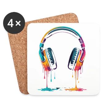 Drip Color Headphones Gaming Headset Gamer - Coasters (set of 4) - white - Front