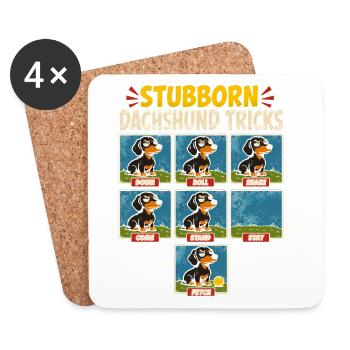 Stubborn Dachshund Tricks - Coasters (set of 4) - white - Front