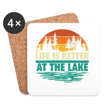 Das Leben am Lake Pontoon ist besser - Untersetzer (4er-Set) - Weiß - Vorne