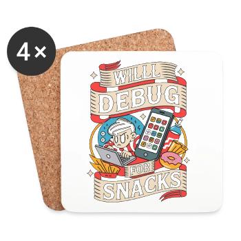 Développeur d’applications mobiles va déboguer pour le codage mobile - Dessous de verre (lot de 4) - blanc - Devant