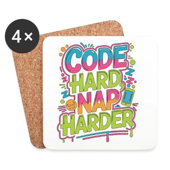 Développeur d’applications mobiles Code hard application - Dessous de verre (lot de 4) - blanc - Devant