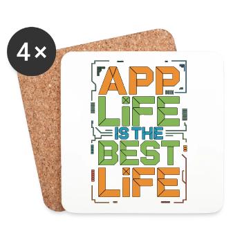 Mobile App Developer App Life Is App Programming - Untersetzer (4er-Set) - Weiß - Vorne