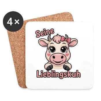  Seine Lieblingskuh Niedliche Cartoon Kuh Mit - Untersetzer (4er-Set) - Weiß - Vorne