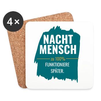 Nachtmensch – Zu 100% funktioniere später - Untersetzer (4er-Set) - Weiß - Vorne