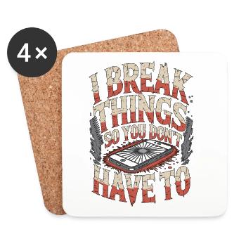 Mobile App Developer I Break Things Mobile Coding - Untersetzer (4er-Set) - Weiß - Vorne