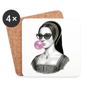 Anne Boleyn Bubble Pop Renaissancefrau - Untersetzer (4er-Set) - Weiß - Vorne