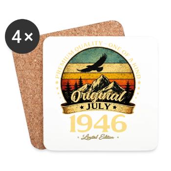 Cadeau pour le 80e anniversaire : Mari Voiture ancienne juillet 1946 - Dessous de verre (lot de 4) - blanc - Devant