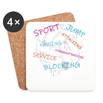Volleyball - Untersetzer (4er-Set) - Weiß - Vorne