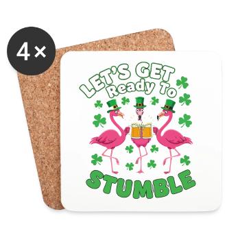 St Patricks Day Flamingos Prost - Untersetzer (4er-Set) - Weiß - Vorne