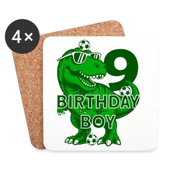 9 YEARS BIRTHDAY BOY FOOTBALL 9TH BIRTHDAY - Coasters (set of 4) - white - Front
