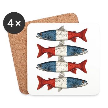 France Flag Trout Vintage Fish - Coasters (set of 4) - white - Front