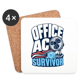 Survivant de la climatisation de bureau Humour drôle d’employé au travail - Dessous de verre (lot de 4) - blanc - Devant