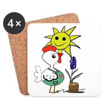 Gardener Chicken Hobby Gardener Gardening - Coasters (set of 4) - white - Front