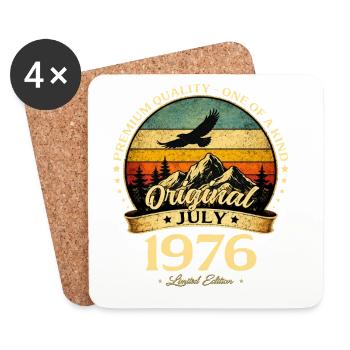 Cadeau du 50e anniversaire Millésime de juillet 1976 - Dessous de verre (lot de 4) - blanc - Devant
