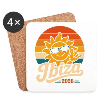 Ibiza Retro Sonne 2026 - Untersetzer (4er-Set) - Weiß - Vorne