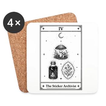 L’Archiviste des Autocollants | Carte de tarot - Dessous de verre (lot de 4) - blanc - Devant