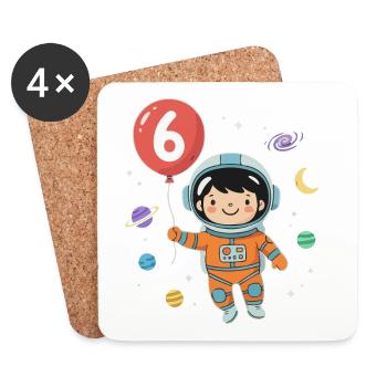 Balloon 6 Birthday Sixth Birthday Gift - Coasters (set of 4) - white - Front