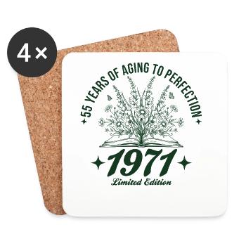 55e anniversaire Fleurs sauvages Vintage 1971 Rétro - Dessous de verre (lot de 4) - blanc - Devant