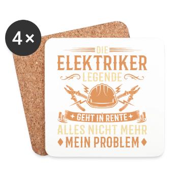 Abschied Elektriker Legende in Rente - Untersetzer (4er-Set) - Weiß - Vorne