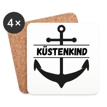 Küstenkind mit Anker - Untersetzer (4er-Set) - Weiß - Vorne