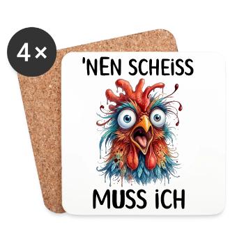 Ein Scheiss muss ich ein lustiger und frecher Huhn - Untersetzer (4er-Set) - Weiß - Vorne