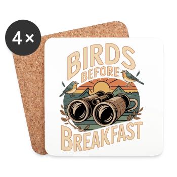 Vögel vor dem Frühstück - Untersetzer (4er-Set) - Weiß - Vorne