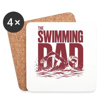 Swimming Dad Schwimmer Papa Shirt - Untersetzer (4er-Set) - Weiß - Vorne