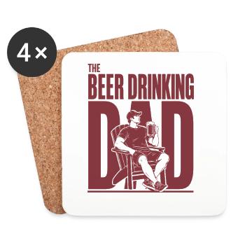 Beer Drinking Dad Bier Papa Shirt - Coasters (set of 4) - white - Front