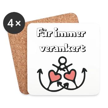 Für immer verankert ⚓❤️  - Untersetzer (4er-Set) - Weiß - Vorne