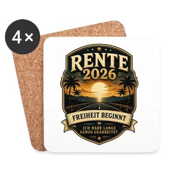Rente 2026 Freiheit Beginnt Urlaubstraum - Untersetzer (4er-Set) - Weiß - Vorne