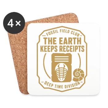 Fossil Feldclub Tiefzeit Badge - Untersetzer (4er-Set) - Weiß - Vorne